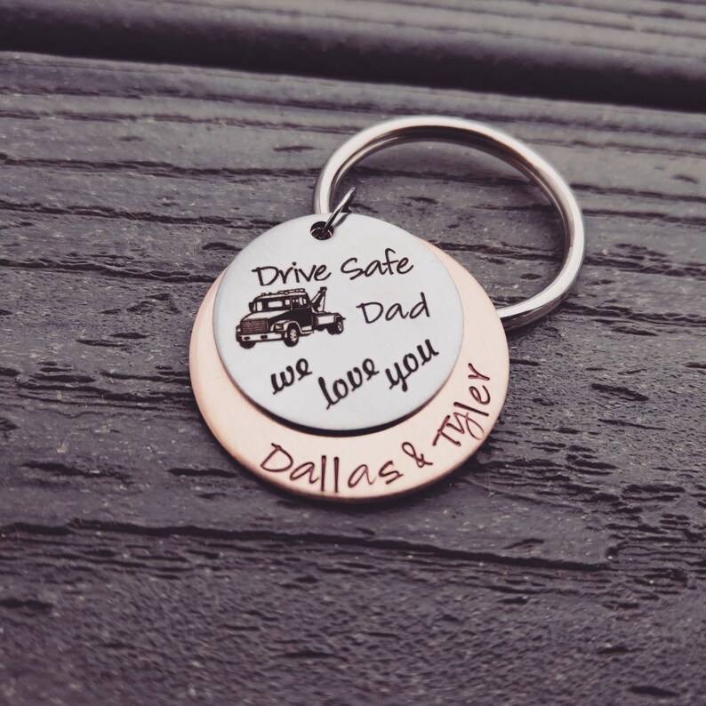 Tow Truck Dad Keychain Tow Truck Driver Grandpa Keychain Etsy