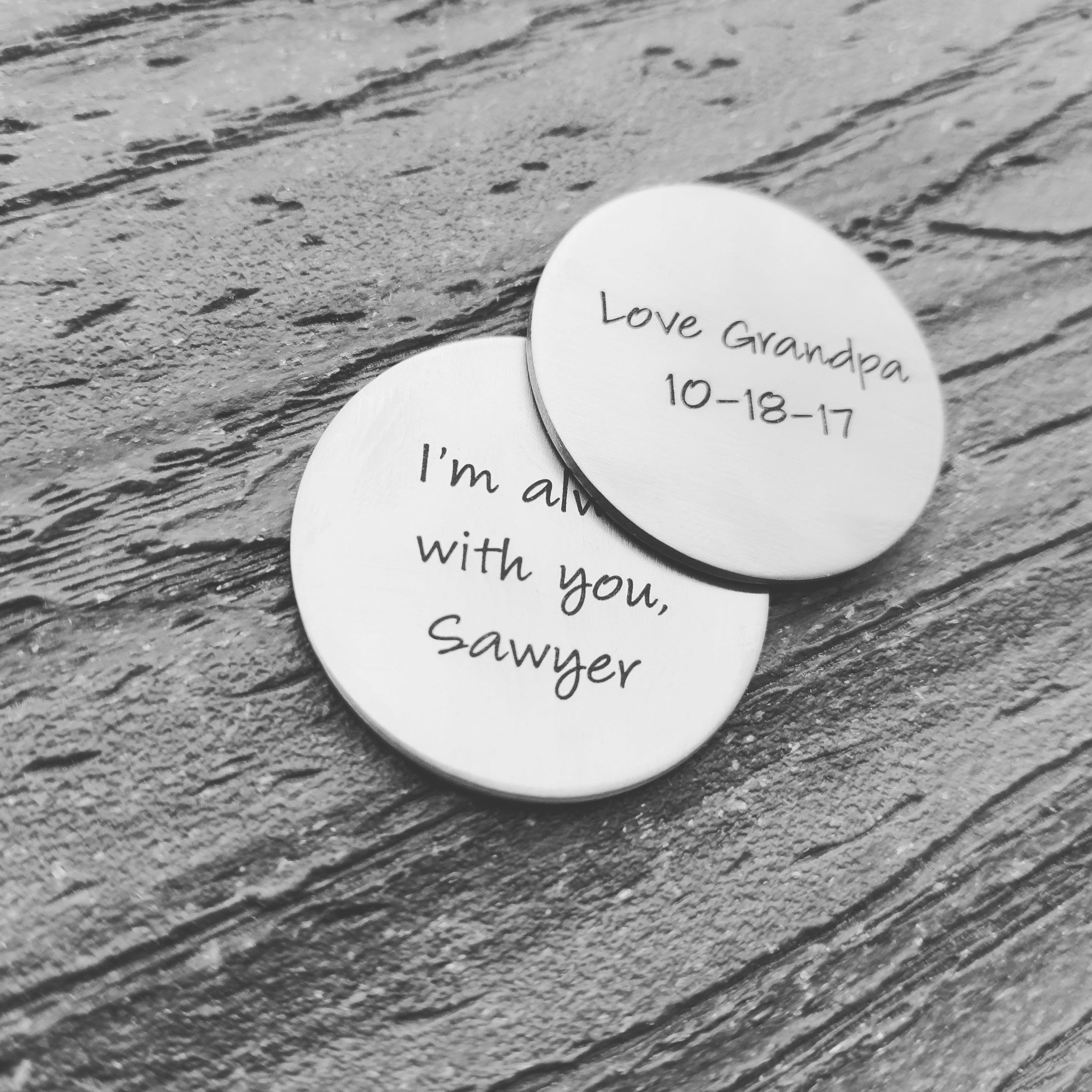 Personalized Pocket Coin - Lucky Coin - Gift for him - Memorial Gift for Men - Wedding Token - Personalized Token - Groomsmen Gift - Dad
