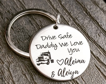 Trucker keychain, Trucker wife, Trucker gift, Anniversary gift, Journ, Drive Safe, Dad keychain, Grandpa, Mom keychain, Trucker Girlfriend