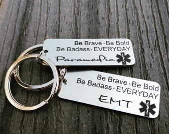 EMT Keychain - Paramedic Keychain - EMT Gift - Paramedic Gift - EMT Graduation - Paramedic Wife - Emt Wife - Paramedic Graduation - Emt Mom