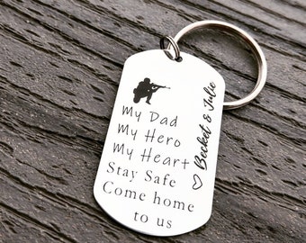 Army Keychain - Marine Keychain - Army Dad - Marine Dad - Father's Day - Deployment Gift - Care Package Gift - Navy Dad - Stay Safe Keychain