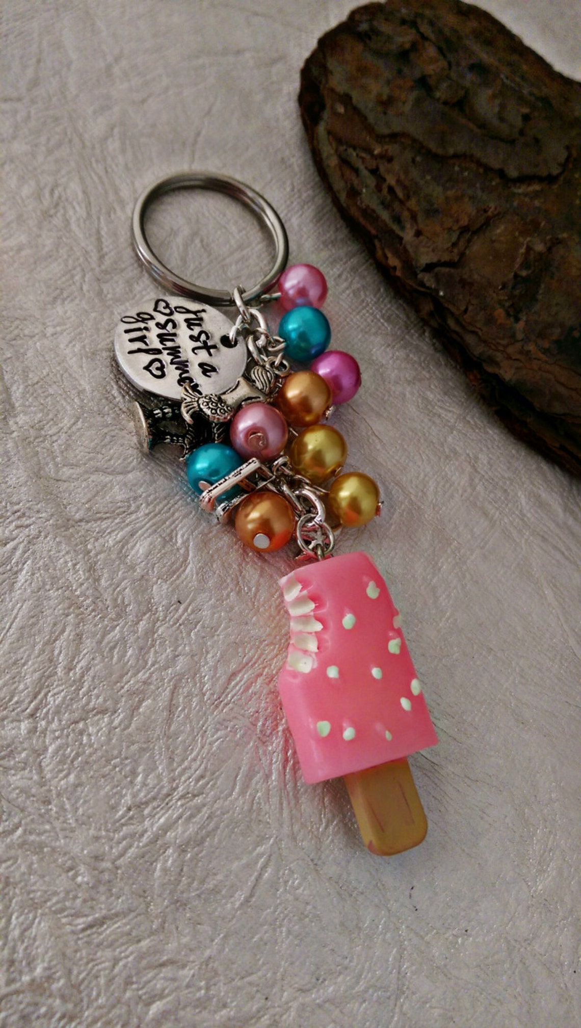 Just a Summer Girl Keychain Summer Keychain Summer Jewelry Etsy