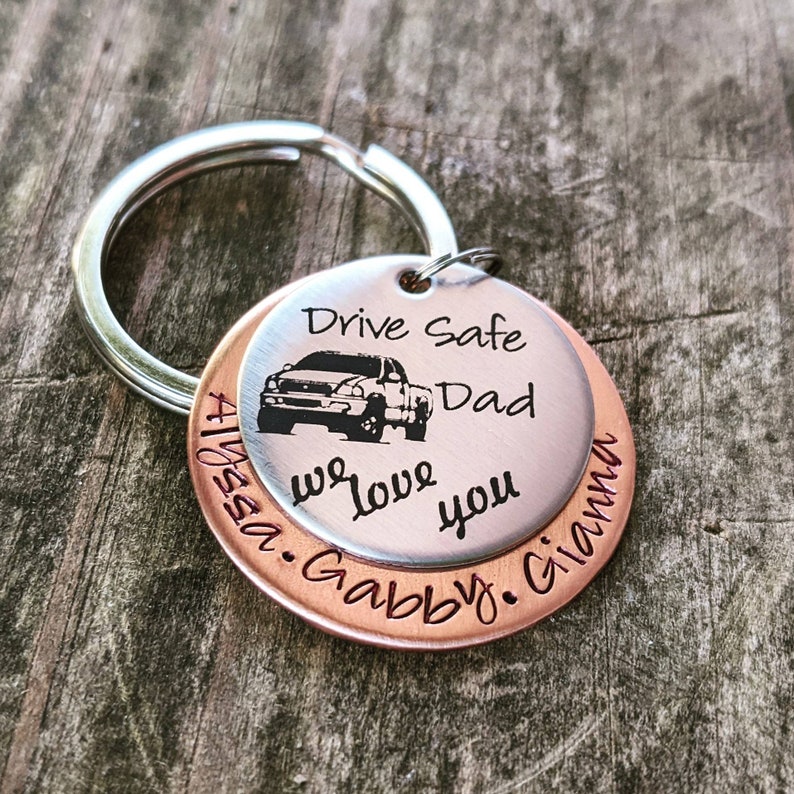 Truck Driver Keychain Dad Keychain Daddy Keychain Granpa Keychain Drive Safe Keychain Truck Driver Gift Trucker Gift Stay Safe image 6