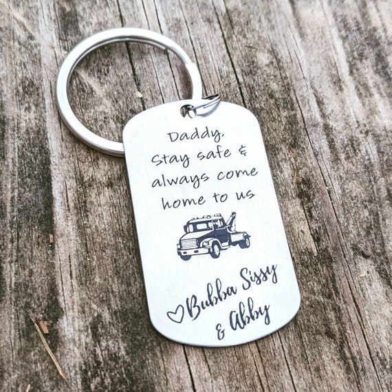 Tow Truck Keychain Dad Keychain Truck Driver Keychain Wrecker