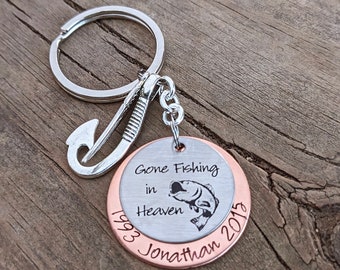 Fishing Memorial Keychain - Loss of Dad - Sympathy Gift - Fishing Keychain- Fishing Buddy - Loss of Grandpa - Memorial Gift - Fisherman Loss