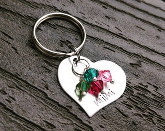 Grandma Keychain - Nana Keychain - Mom Keychain - Personalized Heart Keychain- Mom Gift - Grandma Gift - Family Keychain - Nana Gift