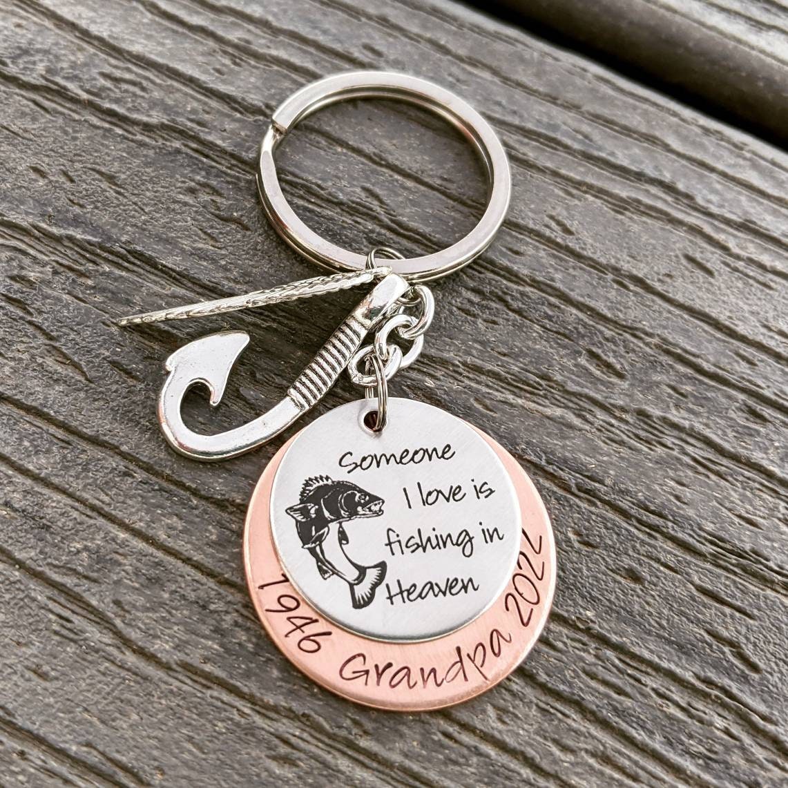 Gone Fishing in Heaven personalized Memorial Keychain or Necklace -   Canada