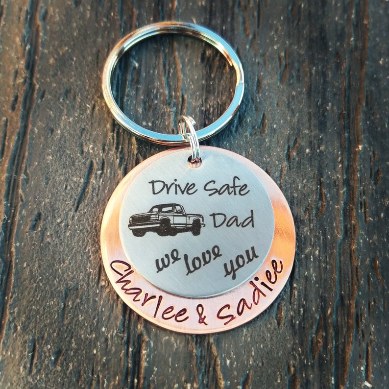 Truck Driver Keychain Dad Keychain Daddy Keychain Granpa Keychain Drive Safe Keychain Truck Driver Gift Trucker Gift Stay Safe image 3