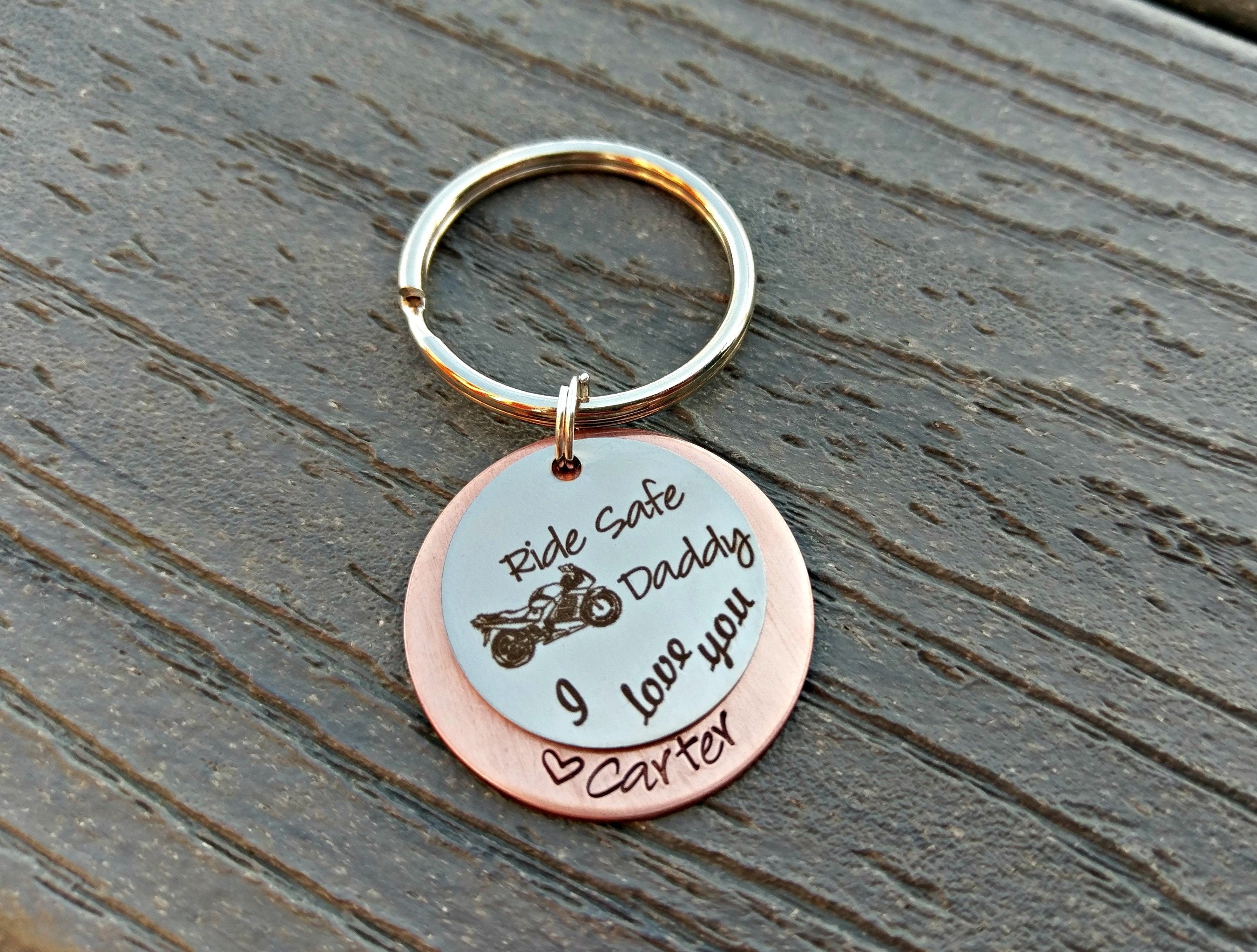 Motorcycle Keychain Biker Dad Keychain Biker Keychain Etsy