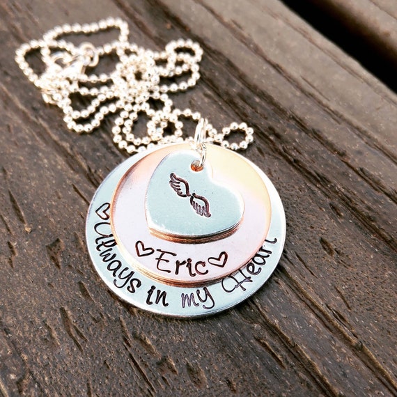 Always in My Heart Personalized Memorial Necklace Memorial