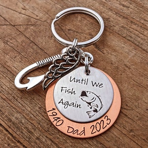Memorial Keychain - Fisherman Memorial Keychain - Loss of Dad - Loss of Grandpa - Memorial Gift - Fishing Keychain - Fishing Buddy Keychain