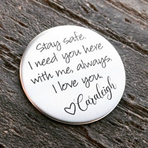 Stay Safe Gift - Personalized Pocket Coin - Travel Safe Gift - Custom Coin - Gift for him - Wedding Token - Husband Gift - Anniversary Gift