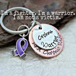 Crohns bewustzijn sleutelhanger Crohns Warrior sleutelhanger Crohns Jewelry Crohns bewustzijn sieraden Crohns Fighter Crohns sleutelhanger Crohns afbeelding 3