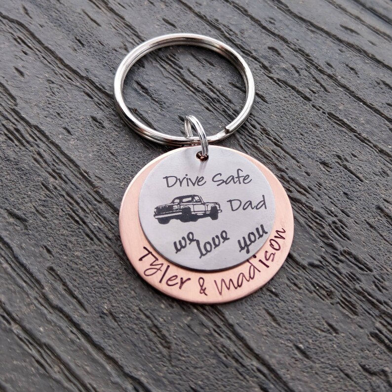 Truck Driver Keychain Dad Keychain Daddy Keychain Granpa Keychain Drive Safe Keychain Truck Driver Gift Trucker Gift Stay Safe image 1