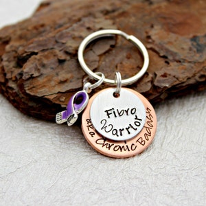 Fibromyalgia Keychain Fibro Warrior Keychain Purple Ribbon Keychian Fibromyalgia Jewelry Fibromyalgia Awareness Awareness Keychain image 4