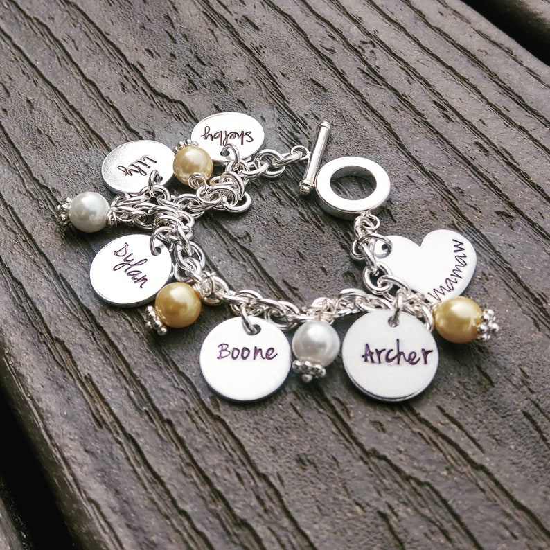 Personalized Family Bracelet Family Charm Bracelet Nana Etsy