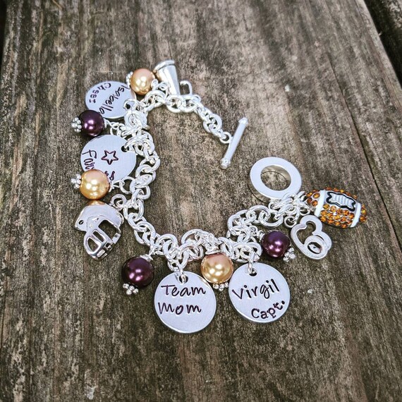 Football Mom Charm Bracelet Team Mom Gift Team Mom Bracelet Football  Bracelet Football Jewelry Team Charm Bracelet Team Gifts 