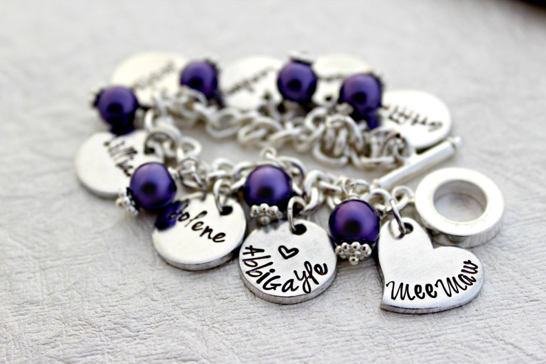 Personalized Family Bracelet Family Charm Bracelet Nana Bracelet Mom Jewelry Charm Bracelet Grandma Gift Gift for Her Mom Gift image 2