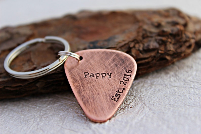 Grandpa Keychain Papa Keychain Papaw Gift for Dad Best Grandpa Guitar Pick Keychain Father's Day Gift Grandpa Gift Dad Gift image 4