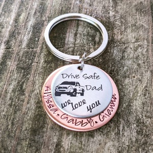 Truck Driver Keychain Dad Keychain Daddy Keychain Granpa Keychain Drive Safe Keychain Truck Driver Gift Trucker Gift Stay Safe image 2