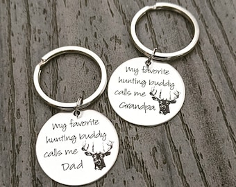 Hunting Keychain - Hunting Gift - Grandpa Keychain - Dad Keychain - Dad and Son Keychain - Fishing Dad - Hunting Buddies - Fishing Buddies
