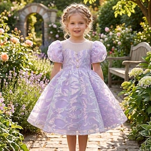 Vestido de novia romántico violeta para bebé, vestido de concurso de lentejuelas moradas para niña pequeña con lazo, vestido de cumpleaños lila