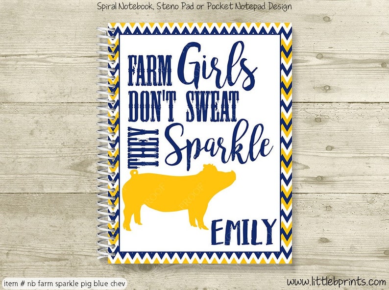 Livestock Pig Personalized Notebook Steno Pad or Notepad Journal Spiral Bound Livestock Judging Fairs Farm