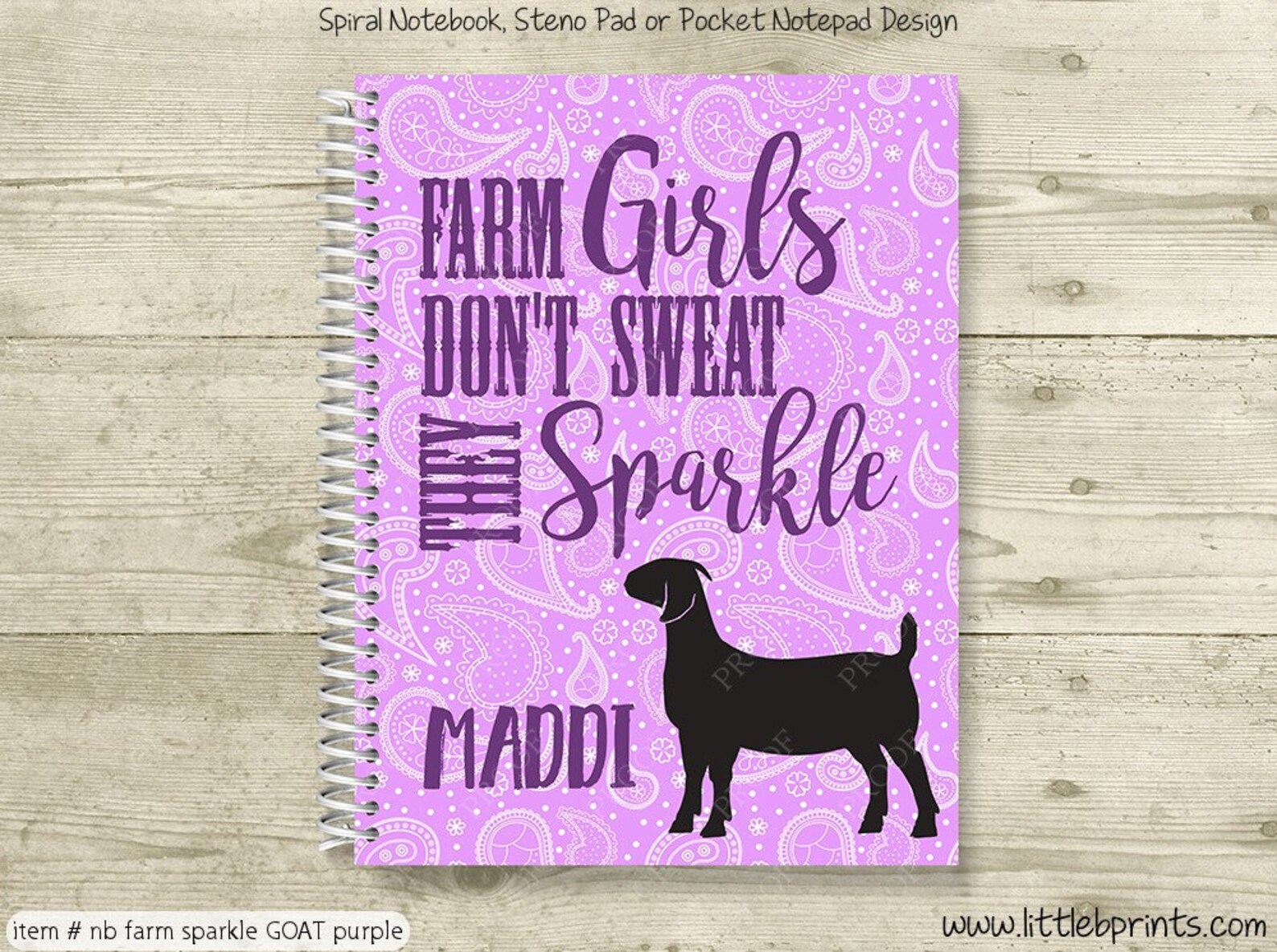Livestock Goat Personalized Notebook Steno Pad or Notepad Etsy
