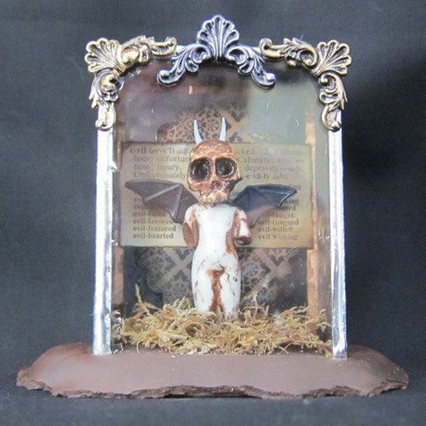 The Little Devil - Miniature Mixed Media Assemblege Soldered Box