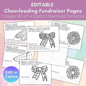 Editable Printable Cheer Fundraiser Forms, Editable Cheerleading Fundraiser