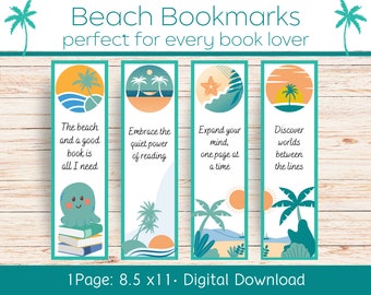 Printable Beach Bookmarks Book Club Bookmarks Beach