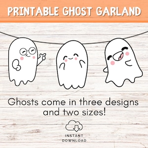 Halloween Ghost Garland Banner, Printable Halloween Banner, Digital Halloween Garland