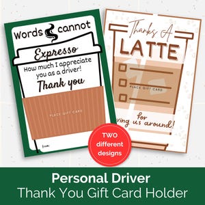 Motorista pessoal, Porta-cartão-presente, Cartão-presente de café, Presente de agradecimento