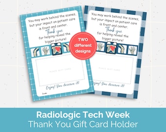 Radiologic Tech Week, Gift Card Holder, Rad Tech Appreciation Week Gift, X Ray Tech Week Gift, Thank You Gift, Gift Tag