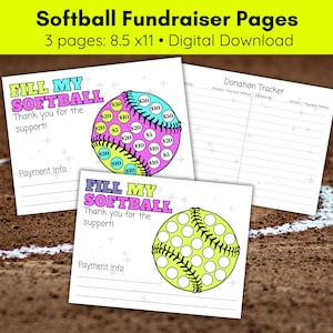 Printable Softball Fundraiser Forms, Softball Fundraiser, Softball Donation, Fill My Softball
