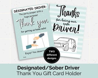 Designated Driver Gift, Personal Driver, Gift Card Holder, Gas Gift Card, Thank You Gift, Gift Tag