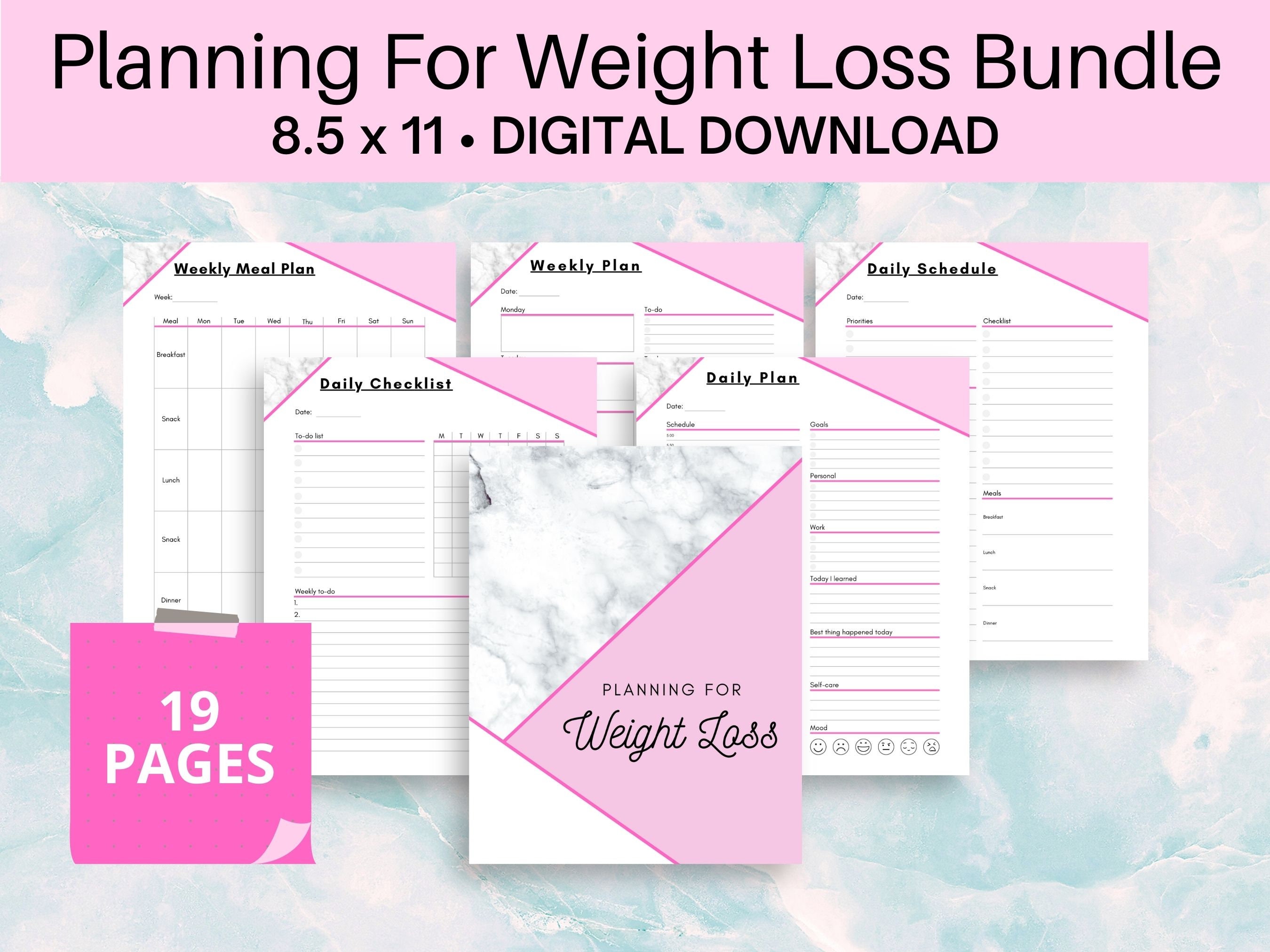 Printable Weight Loss Tracker, Meal Plan, Goal Planner, Motivation ...