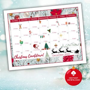 Christmas Countdown Calendar, Christmas Advent Calendar, 25 Days of Christmas