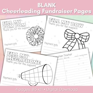 Printable Blank Cheer Fundraiser Forms, Cheerleading Fundraiser, Blank Cheerleading Forms