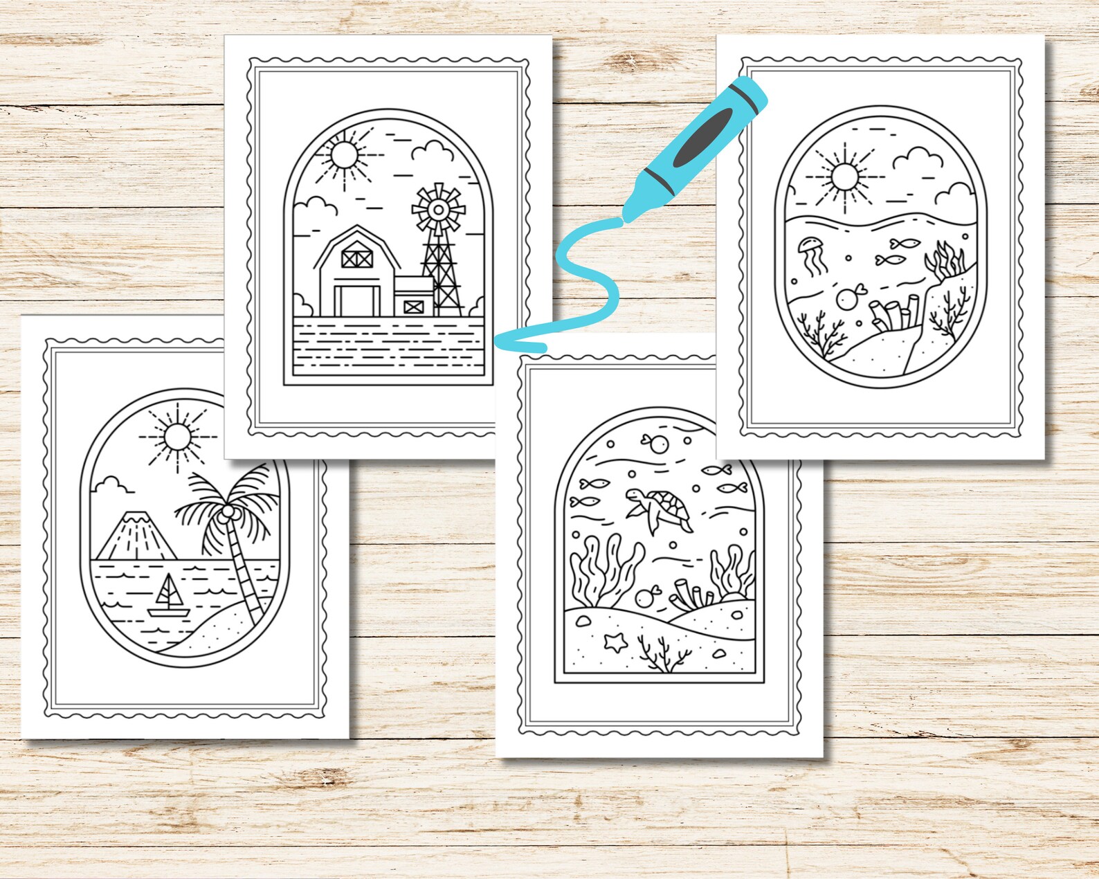 Printable Colouring Pages Minimalist Boho Colouring Pages Landscape ...