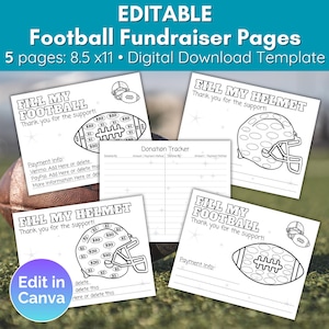 Editable Football Fundraiser Forms, Football Fundraiser Pages, Football Helmet