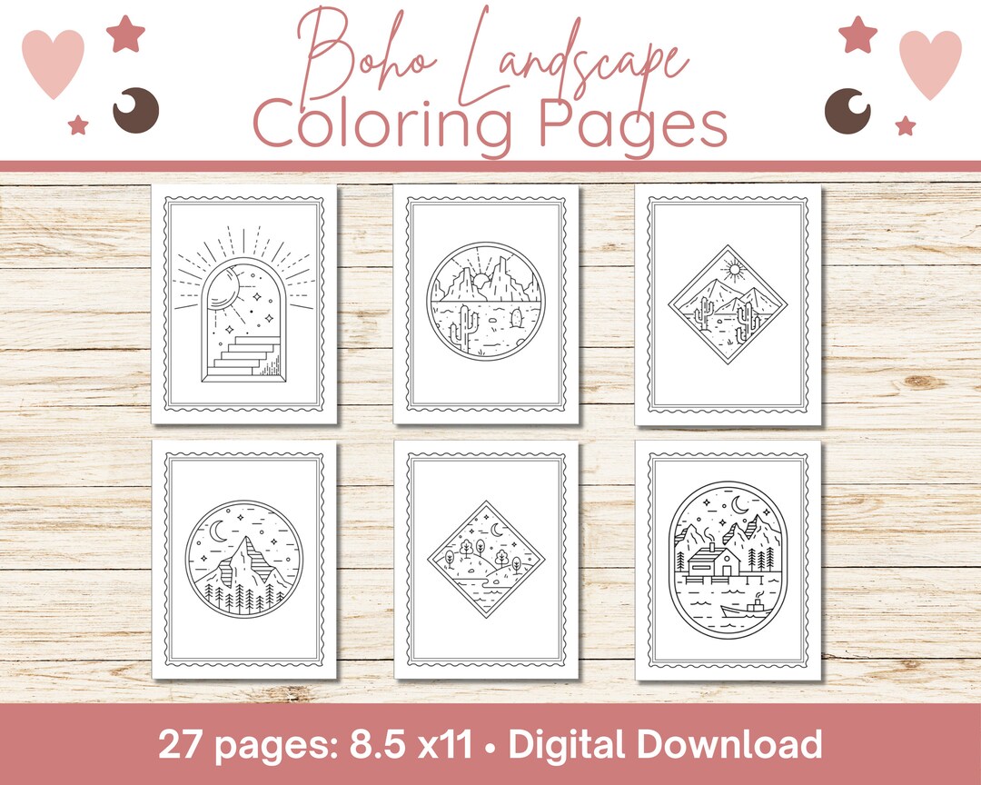 Printable Colouring Pages Minimalist Boho Colouring Pages Landscape ...