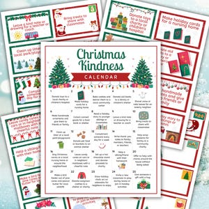 Christmas Kindness Calendar, Christmas Kindness Cards, Advent Activities