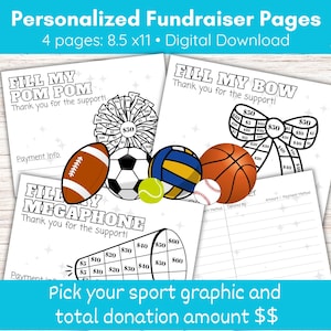 CUSTOM Printable Fundraiser Forms, Personalized Sport Fundraiser Forms, Cheerleading Fundraiser