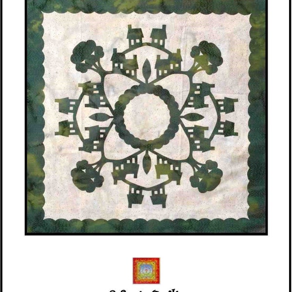 Small Town Hawaiian Quilt Applique Pattern