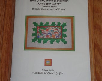 Holly Jolly Christmas Placemat And Table Runner Pattern