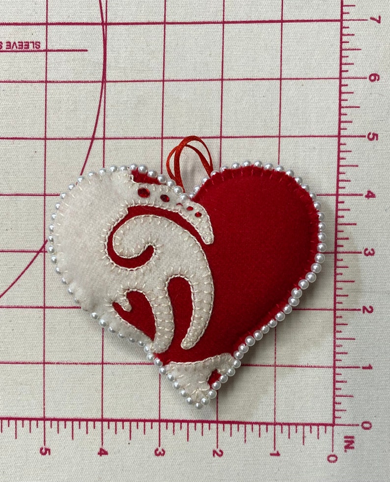 Heart Valentines Pincushion Ornament Bowl Filler Die Cut Felted Wool Kit