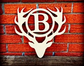 Antler Monogram Whitetail W Head Insert, Deer Antler, Wooden Monogram