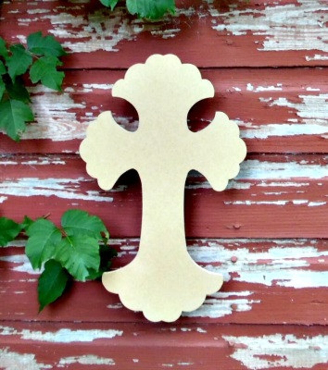 Unfinished MDF Wooden Cross #66, Decorative Craft Cross, Flowery Easter ...