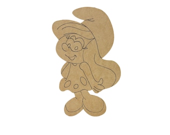 Smmurfette, Kids Shape Unfinished Wood Cutout, Paint By Line